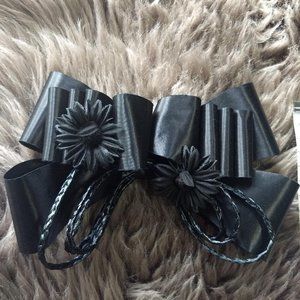 vintage 80s ribbons flower braided cord hair bow comb